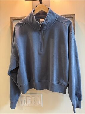 NWT PINK Women’s Half-Zip Pullover Sweatshirt - Slate Blue L